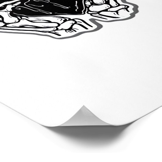 Skelet hart handen grappig poster (Hoek)