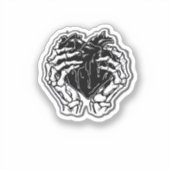 Skelet hart handen grappig sticker (Voorkant)