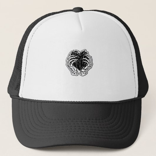 Skelet hart handen grappig trucker pet (Voorkant)