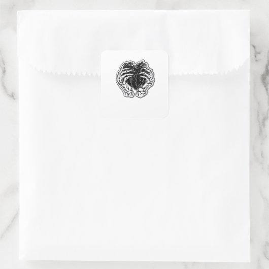Skelet hart handen grappig vierkante sticker (Tas)