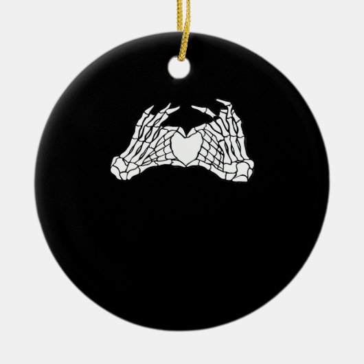 Skelet Hart Handen - Licht Keramisch Ornament (Voorkant)