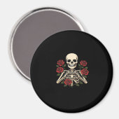 Skelet Hart Handen Met Rode Rozen – Romantisch Got Magneet (Voorkant / Achterkant)