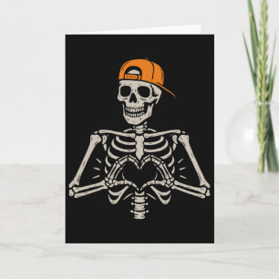Skelet Hart Handen Pose Halloween Liefde Grappige Kaart
