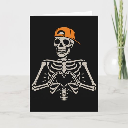 Skelet Hart Handen Pose Halloween Liefde Grappige Kaart (Voorkant)