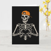 Skelet Hart Handen Pose Halloween Liefde Grappige Kaart (Gele Bloem)