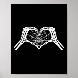 Skelet Hart Handen Spiderweb Halloween Spooky Lo Poster