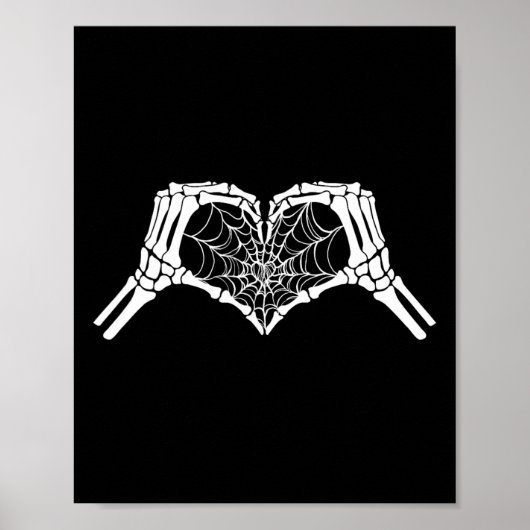 Skelet Hart Handen Spiderweb Halloween Spooky Lo Poster (Voorkant)
