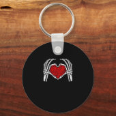 Skelet Hart Handen Teken Valentijnsdag Schattige H Sleutelhanger (Voorkant)