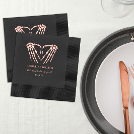Skelet Hart Monogram Goth Halloween Bruiloft Folie Servetten
