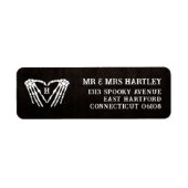 Skelet Hart Monogram Gothic Halloween Bruiloft Etiket (Voorkant)