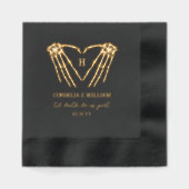 Skelet Hart Monogram Gothic Halloween Bruiloft Folie Servetten (Voorkant)