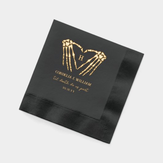 Skelet Hart Monogram Gothic Halloween Bruiloft Folie Servetten (Links)