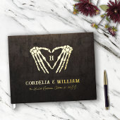 Skelet Hart Monogram Gothic Halloween Bruiloft Gastenboek