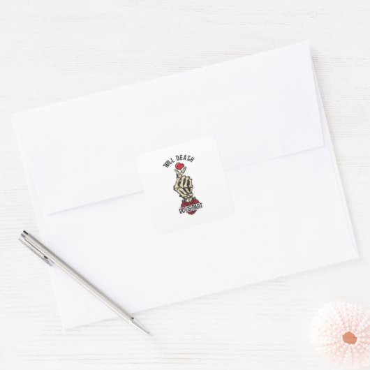Skelet Hart Tot De Dood Doet Ons Uit Vierkante Sticker (Envelop)