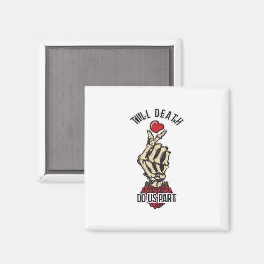 Skelet Hart Tot de Dood Ons Scheidt Magneet (Voorkant / Achterkant)