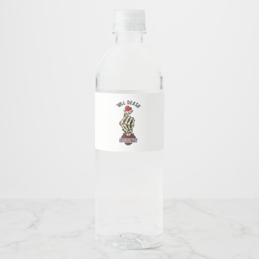 Skelet Hart Tot de Dood Ons Scheidt Waterfles Etiket (Voorkant)