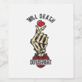 Skelet Hart Tot de Dood Ons Scheidt Wijn Etiket (Enkel label)