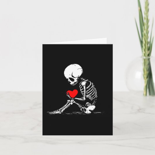 Skelet Hart Valentijnskaart Emo Gotische Minimalis Kaart (Voorkant)