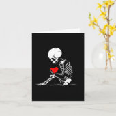 Skelet Hart Valentijnskaart Emo Gotische Minimalis Kaart (Gele Bloem)