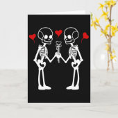 Skelet Harten Valentijnsdag Koppels Kaart (Gele Bloem)