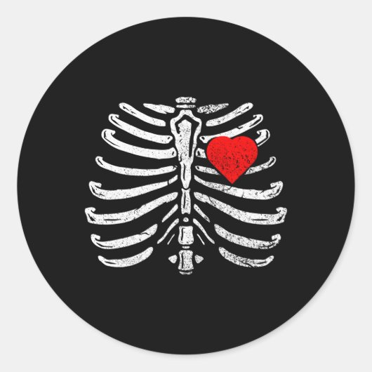 Skelet He Rib Cage X-Ray Halloween Ronde Sticker (Voorkant)