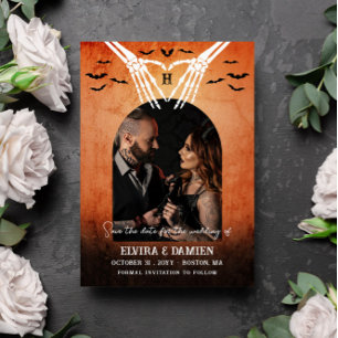 Skelet Heart Monogram Gothic Foto Opslaan van de D Save The Date