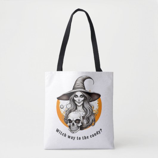 Skelet Heks Halloween Realistische Kunst Tote Bag (Voorkant)