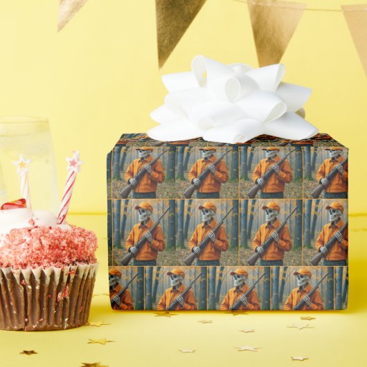 Skelet Hertenjager met een Geweer Cadeaupapier (Verjaardagsfeest)