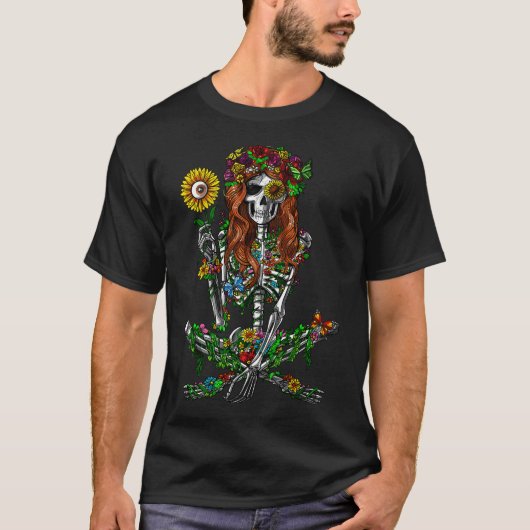 Skelet Hippie T-shirt (Voorkant)