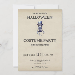 Skelet Hoed Das Vintage Halloween Kaart