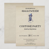 Skelet Hoed Das Vintage Halloween Kaart (Voorkant / Achterkant)
