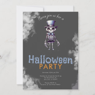 Skelet Hoed Grijs Rook Halloween Feest Kaart