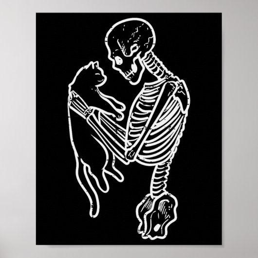 Skelet Holding Cat Fun Halloween Kostuum Mannen Wo Poster (Voorkant)