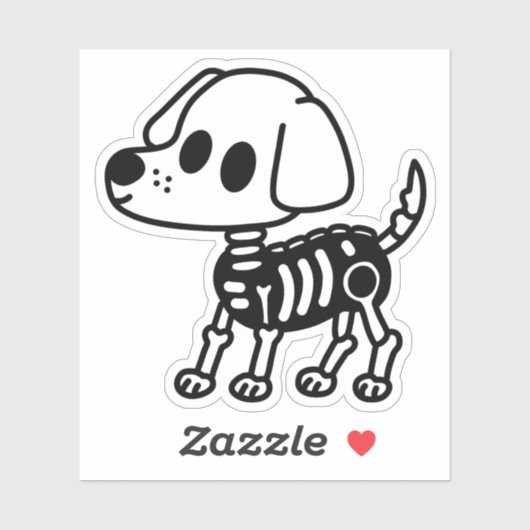 Skelet hondendoedel sticker (Vel)