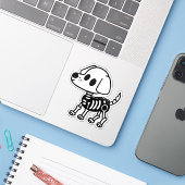 Skelet hondendoedel sticker (Laptop met iPhone)
