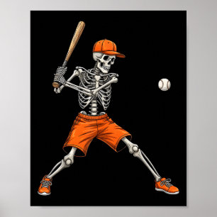 Skelet honkbal Halloween kostuum grappige mannen j Poster