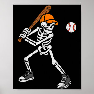 Skelet honkbal Halloween kostuum heren jongens tie Poster
