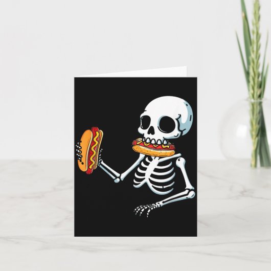 Skelet Hotdog Halloween Kaart (Voorkant)