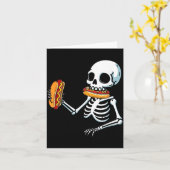 Skelet Hotdog Halloween Kaart (Gele Bloem)