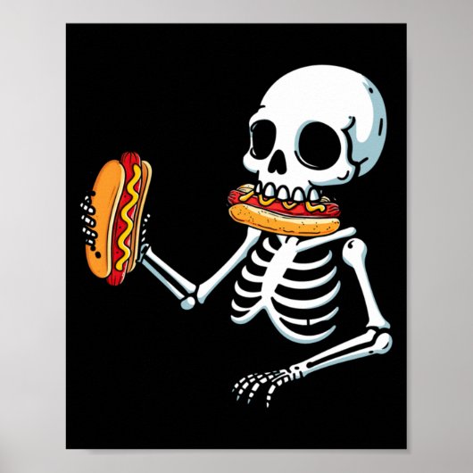 Skelet Hotdog Halloween Poster (Voorkant)