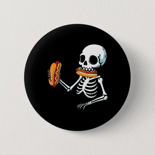 Skelet Hotdog Halloween Ronde Button 5,7 Cm (Voorkant)