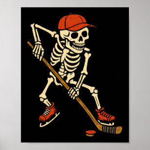 Skelet IJshockey Halloween Kostuum Griezelige Spor Poster