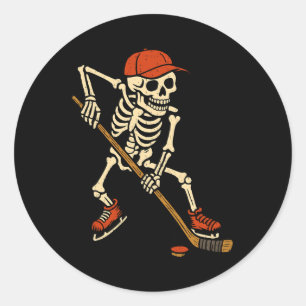 Skelet IJshockey Halloween Kostuum Griezelige Spor Ronde Sticker