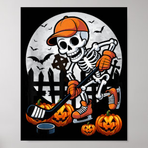 Skelet ijshockey Halloween kostuum mannen jongens Poster