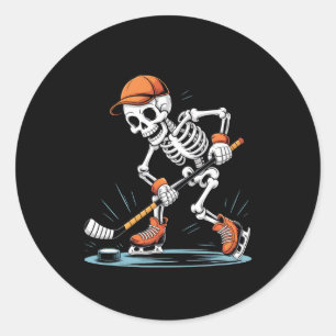 Skelet IJshockey Halloween Kostuum Ronde Sticker