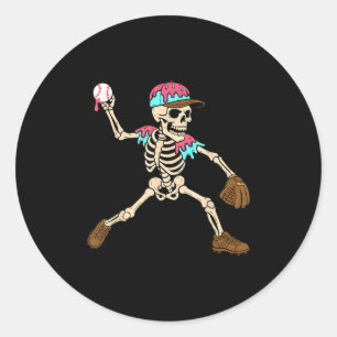 Skelet Ijsje Drip Honkbal Srt Speler Hallow Ronde Sticker