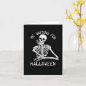Skelet Ik Wachtend Op Halloween  Kaart (Gele Bloem)