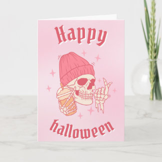 Skelet in Beanie Gelukkig Halloween Kaart