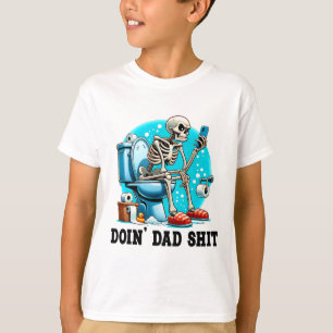 Skelet in de badkamer doet vader grappige vaders D T-shirt