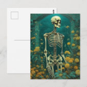 Skelet in de bloemen briefkaart (Voorkant / Achterkant)